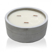 Concrete Wooden Candle - Large Round - Patchouli & Dark Amber - Click Image to Close